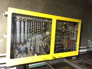 Workstation fully secure tool cabinet with pegboard